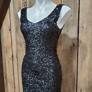amber blue sequin dress Blue Sequin Halter Mini Dress with Plunging Cutout | Ombre Mermaid Party Dress for Cocktail, Evening & NYE Events
